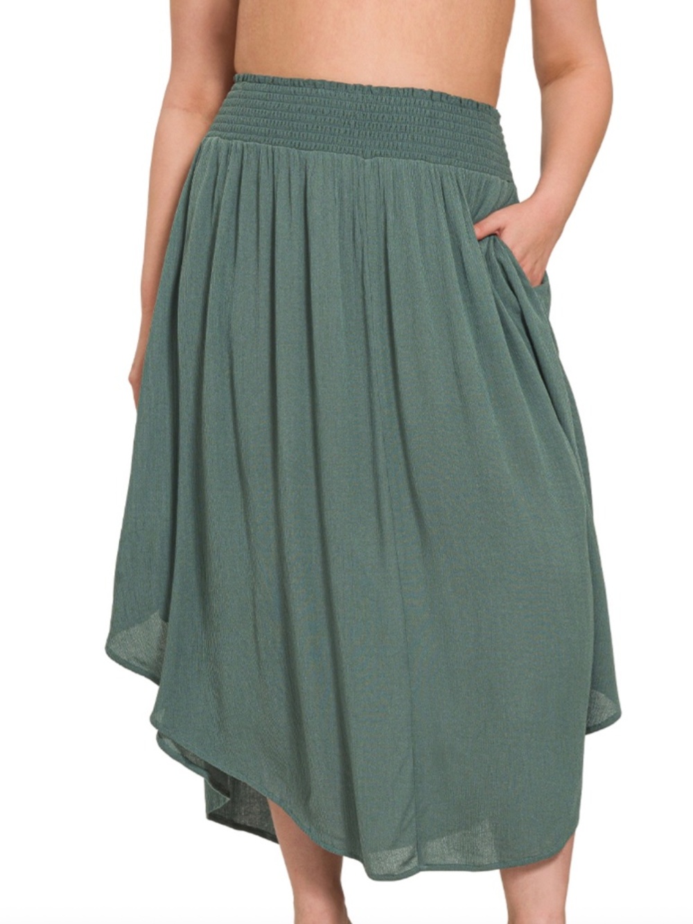 ZENANA JADE SMOCKED WAIST MAXI SKIRT
